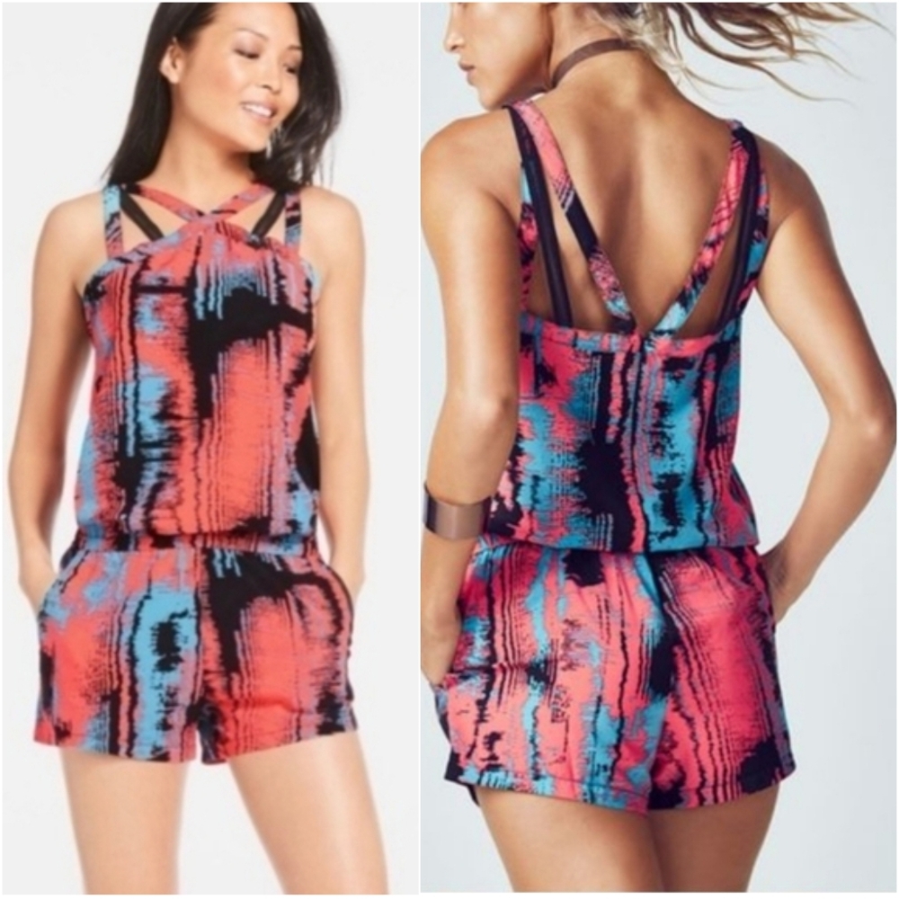 Fabletics Liza Romper in Heat Wave Print Medium Multicolor Abstract